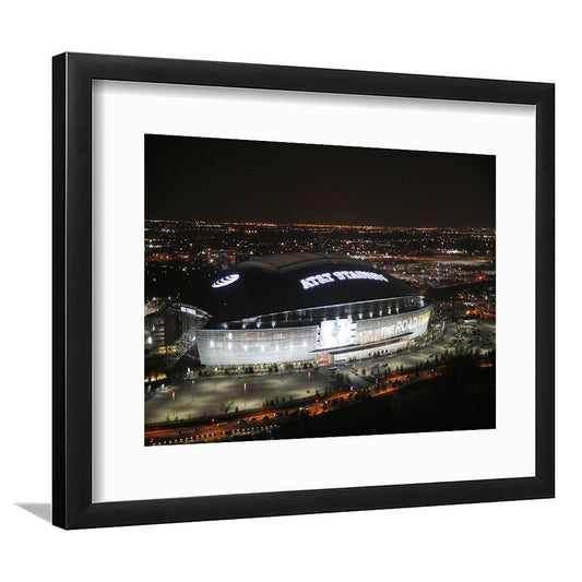 Att Stadium at Night, Stadium Canvas, Sport Art, Gift for him, White Border Framed Art Print Wall Decor