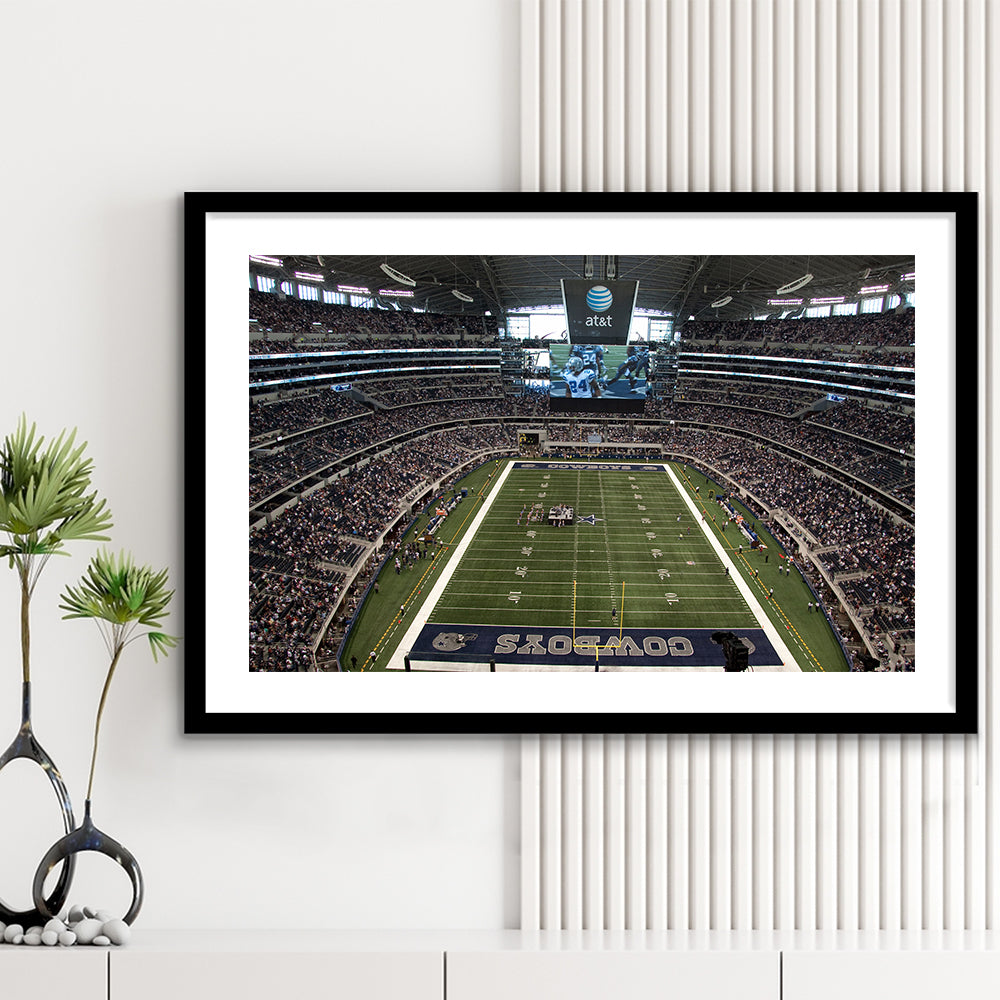 Att Stadium in Arlington, Stadium Canvas, Sport Art, Gift for him, White Border Framed Art Print Wall Decor