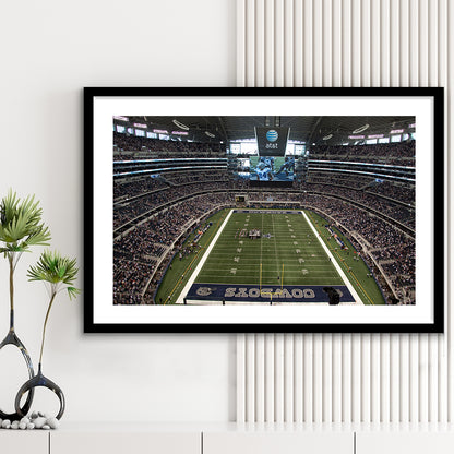 Att Stadium in Arlington, Stadium Canvas, Sport Art, Gift for him, White Border Framed Art Print Wall Decor