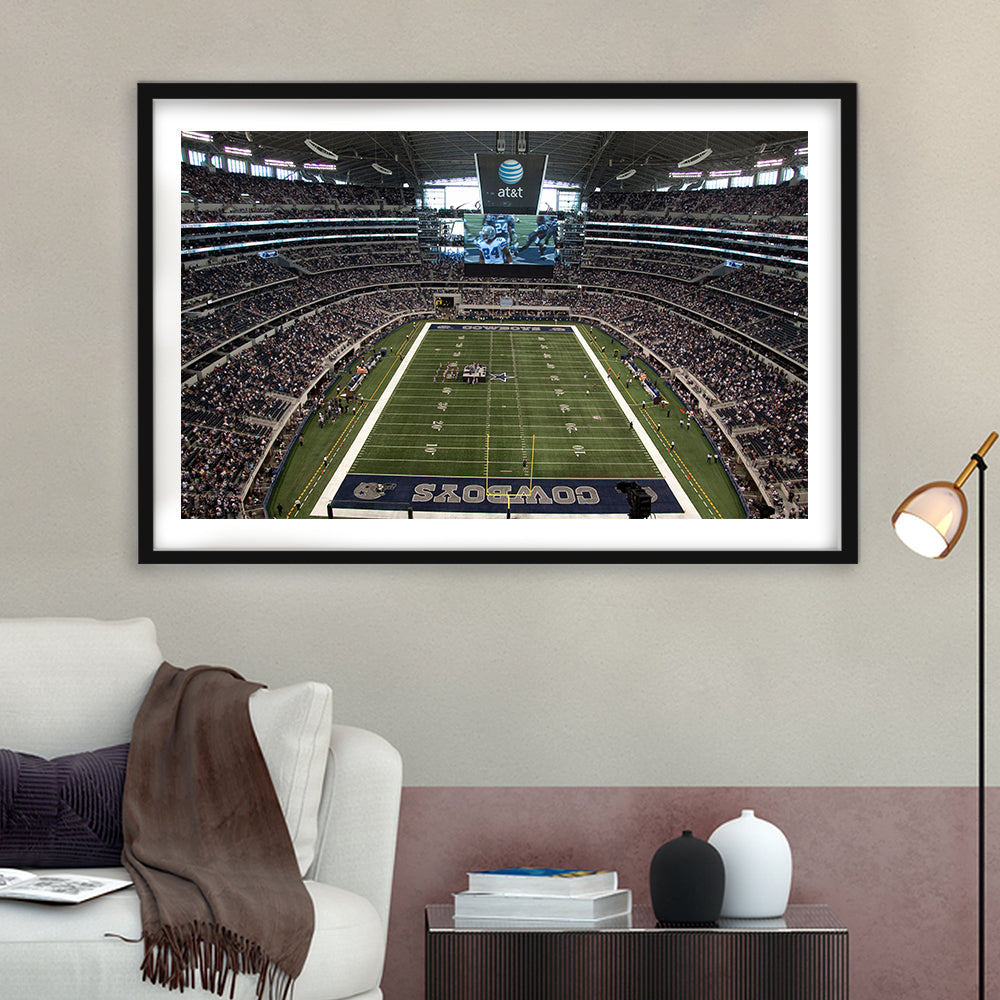 Att Stadium in Arlington, Stadium Canvas, Sport Art, Gift for him, White Border Framed Art Print Wall Decor