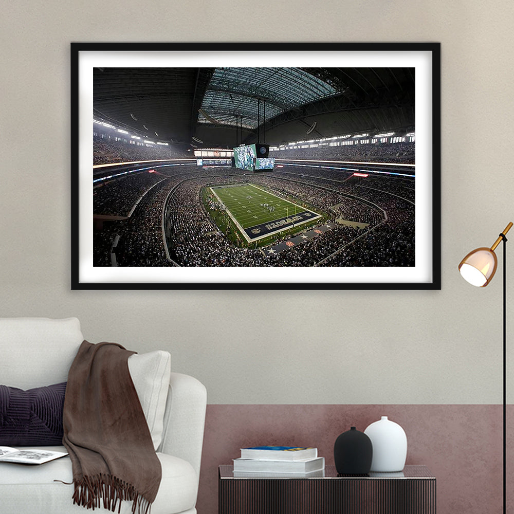 Att Stadium in Arlington Texas, Stadium Canvas, Sport Art, Gift for him, White Border Framed Art Print Wall Decor