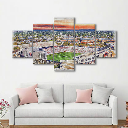 Auburn Tigers, Jordan Hare Painting Stadium Watercolor, Sport Art, Mixed 5 Panel, Canvas Print Wall Art
