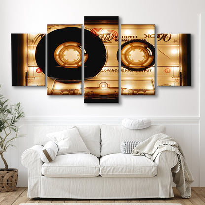 Audio Cassette Canvas Print, Popular Wall Decor, Ready to Hang Gift, 5 Piece Large Cavas Print Wall Art