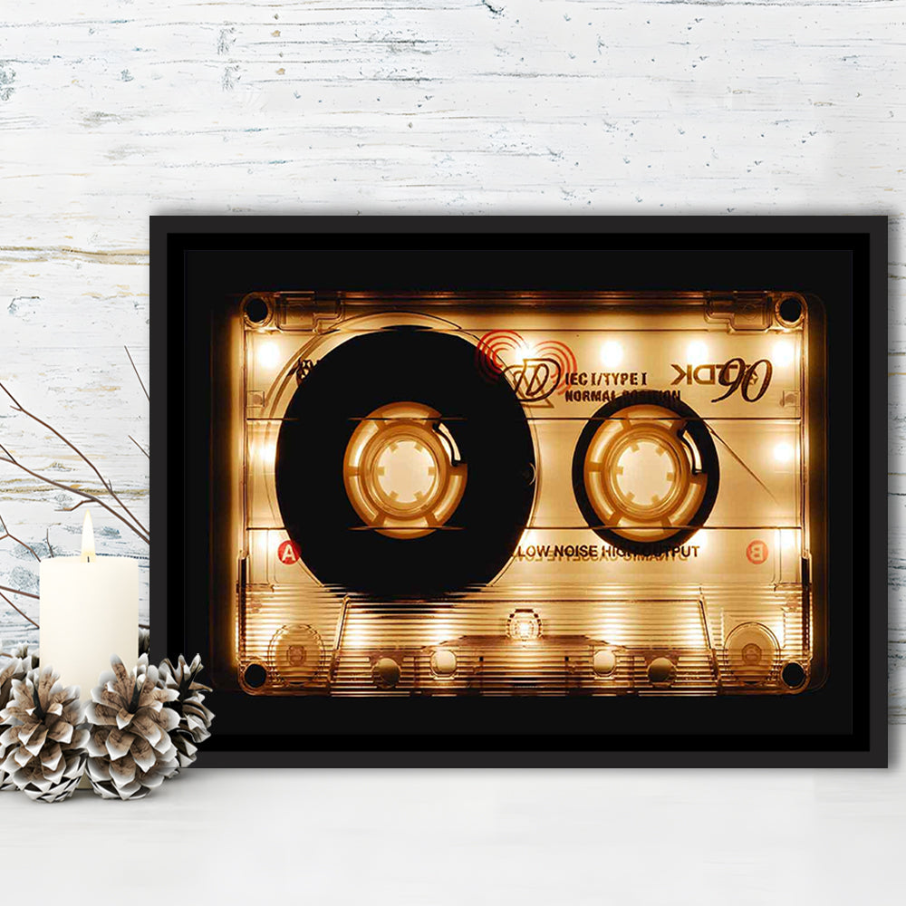 Audio Cassette Canvas Print, Popular Wall Decor, Ready To Hang Gift, Framed Cavas Print, Floating Frame