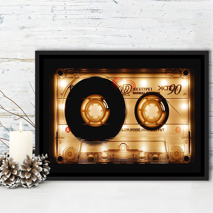 Audio Cassette Canvas Print, Popular Wall Decor, Ready To Hang Gift, Framed Cavas Print, Floating Frame