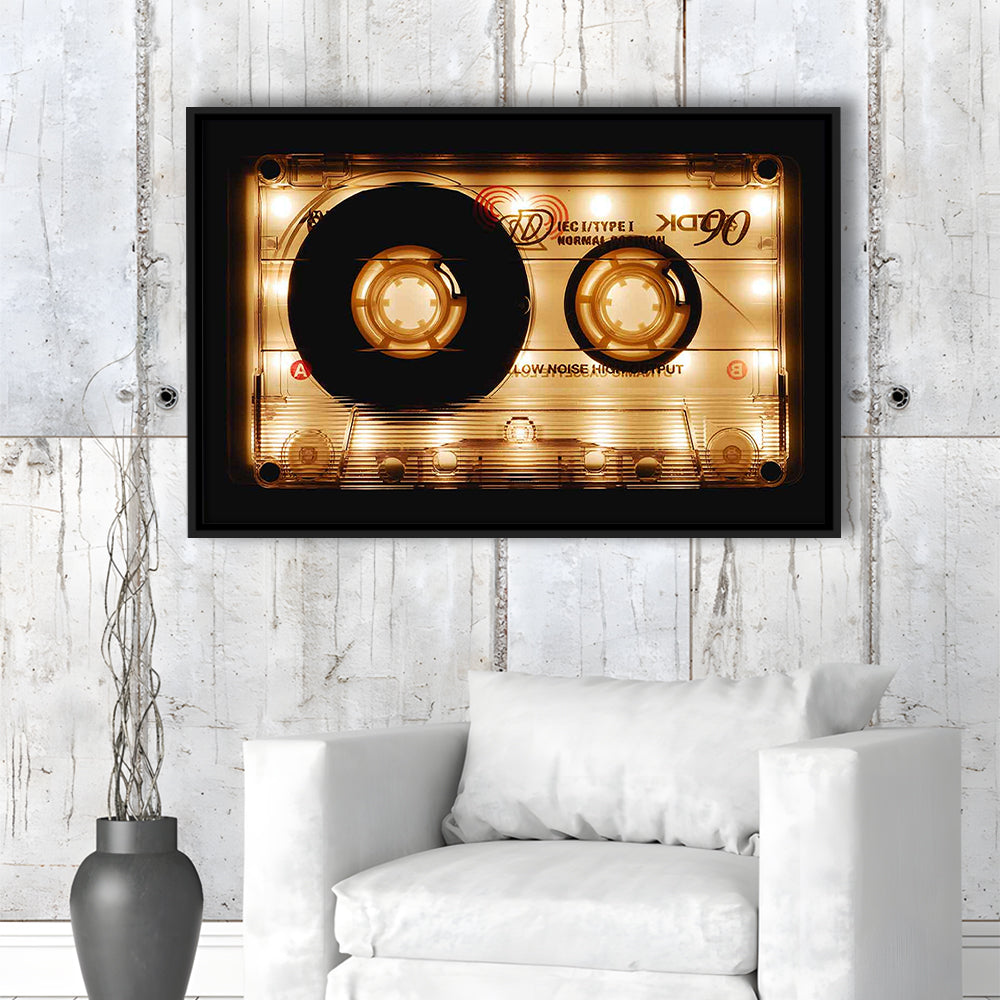Audio Cassette Canvas Print, Popular Wall Decor, Ready To Hang Gift, Framed Cavas Print, Floating Frame