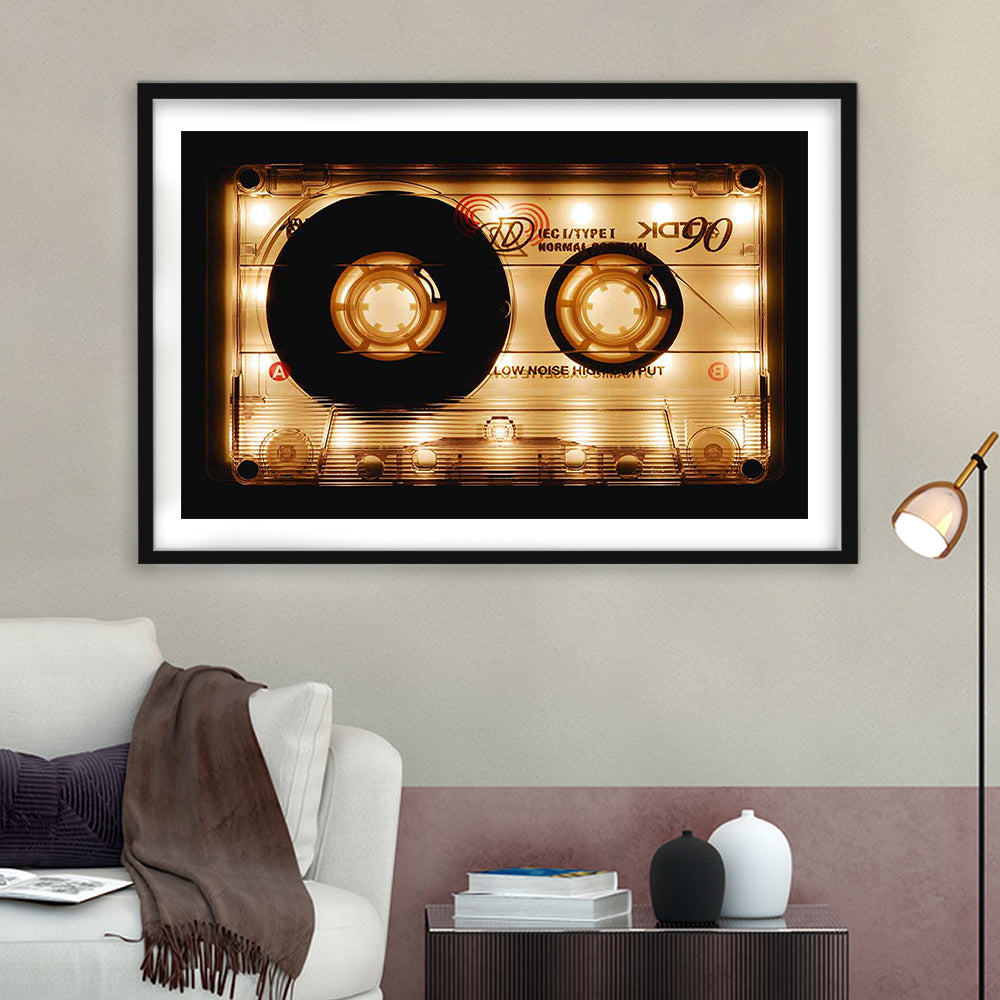 Audio Cassette Art Print, Popular Wall Decor, Ready To Hang Gift, Framed Art Print White Border