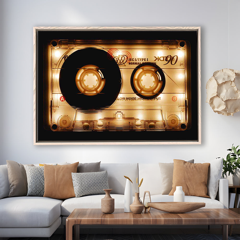 Audio Cassette Canvas Print, Popular Wall Decor, Ready To Hang Gift, Framed Cavas Print, Floating Frame