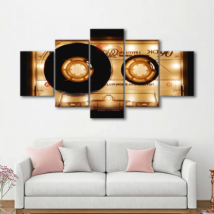 Audio Cassette Canvas Print, Popular Wall Decor, Ready to Hang Gift, 5 Piece Large Cavas Print Wall Art