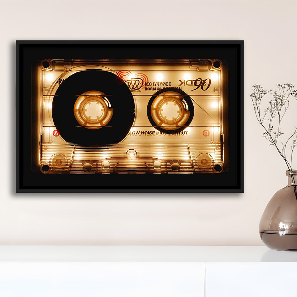 Audio Cassette Canvas Print, Popular Wall Decor, Ready To Hang Gift, Framed Cavas Print, Floating Frame