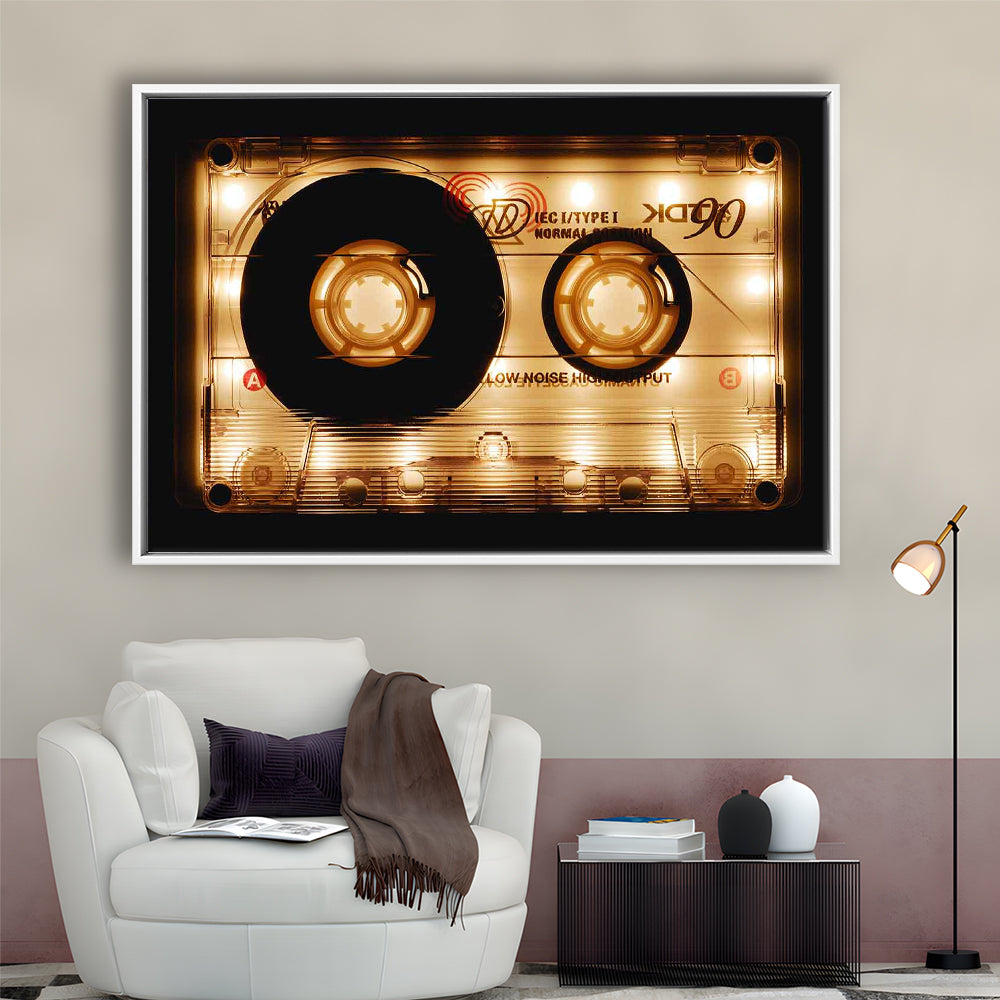 Audio Cassette Canvas Print, Popular Wall Decor, Ready To Hang Gift, Framed Cavas Print, Floating Frame