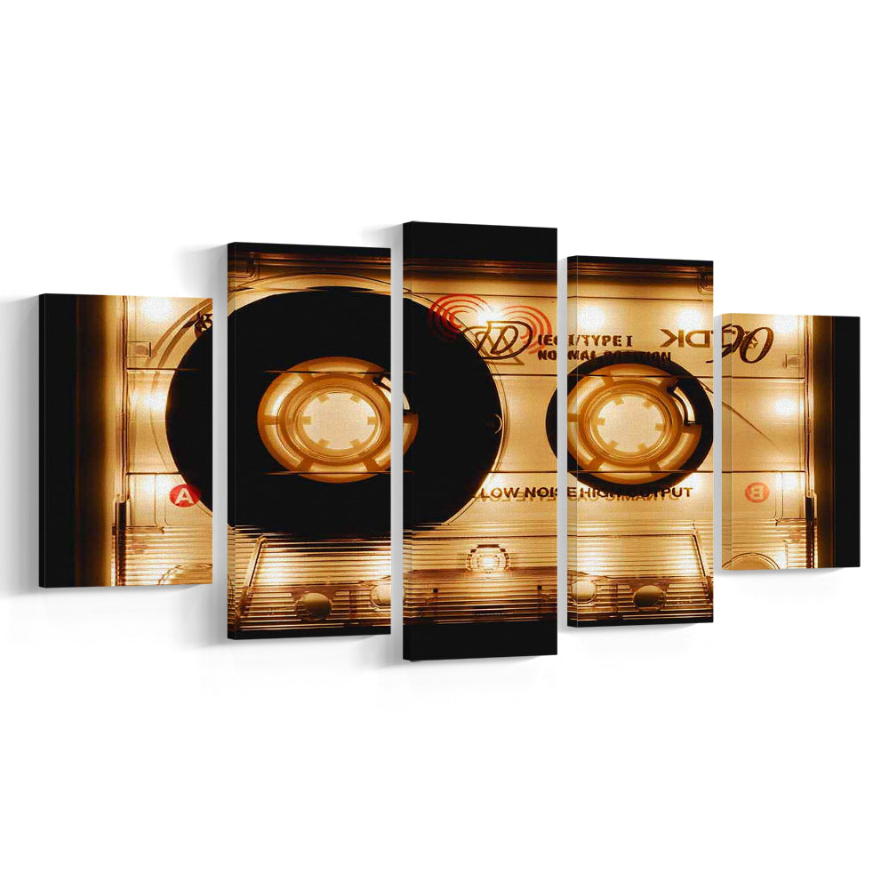 Audio Cassette Canvas Print, Popular Wall Decor, Ready to Hang Gift, 5 Piece Large Cavas Print Wall Art