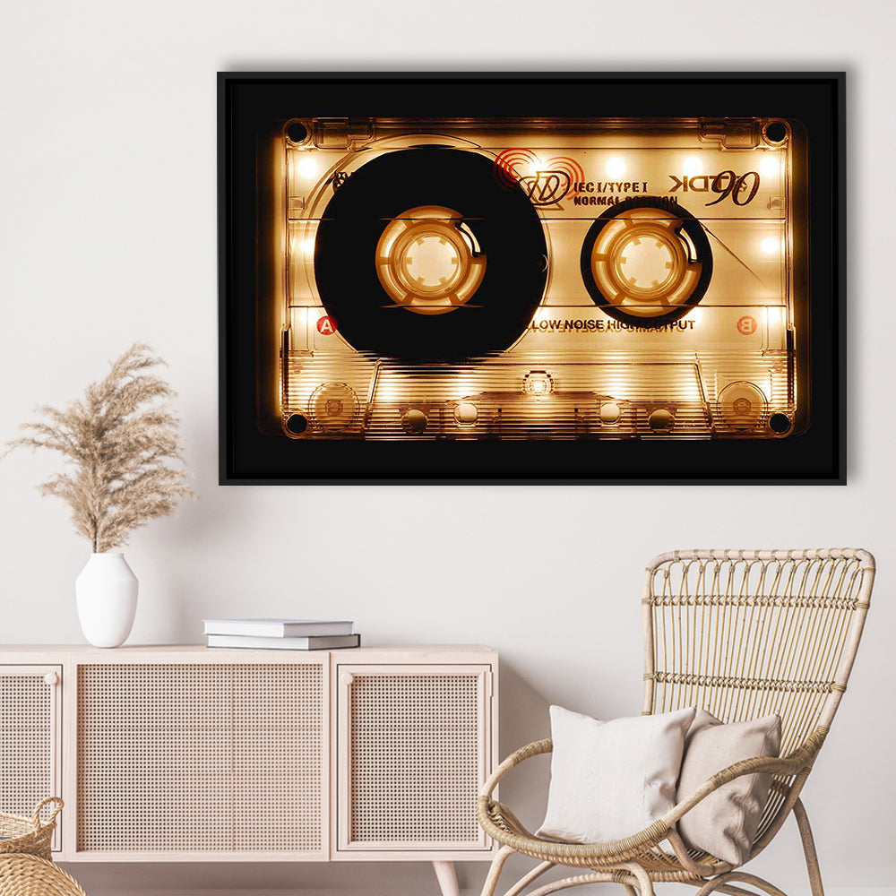 Audio Cassette Canvas Print, Popular Wall Decor, Ready To Hang Gift, Framed Cavas Print, Floating Frame