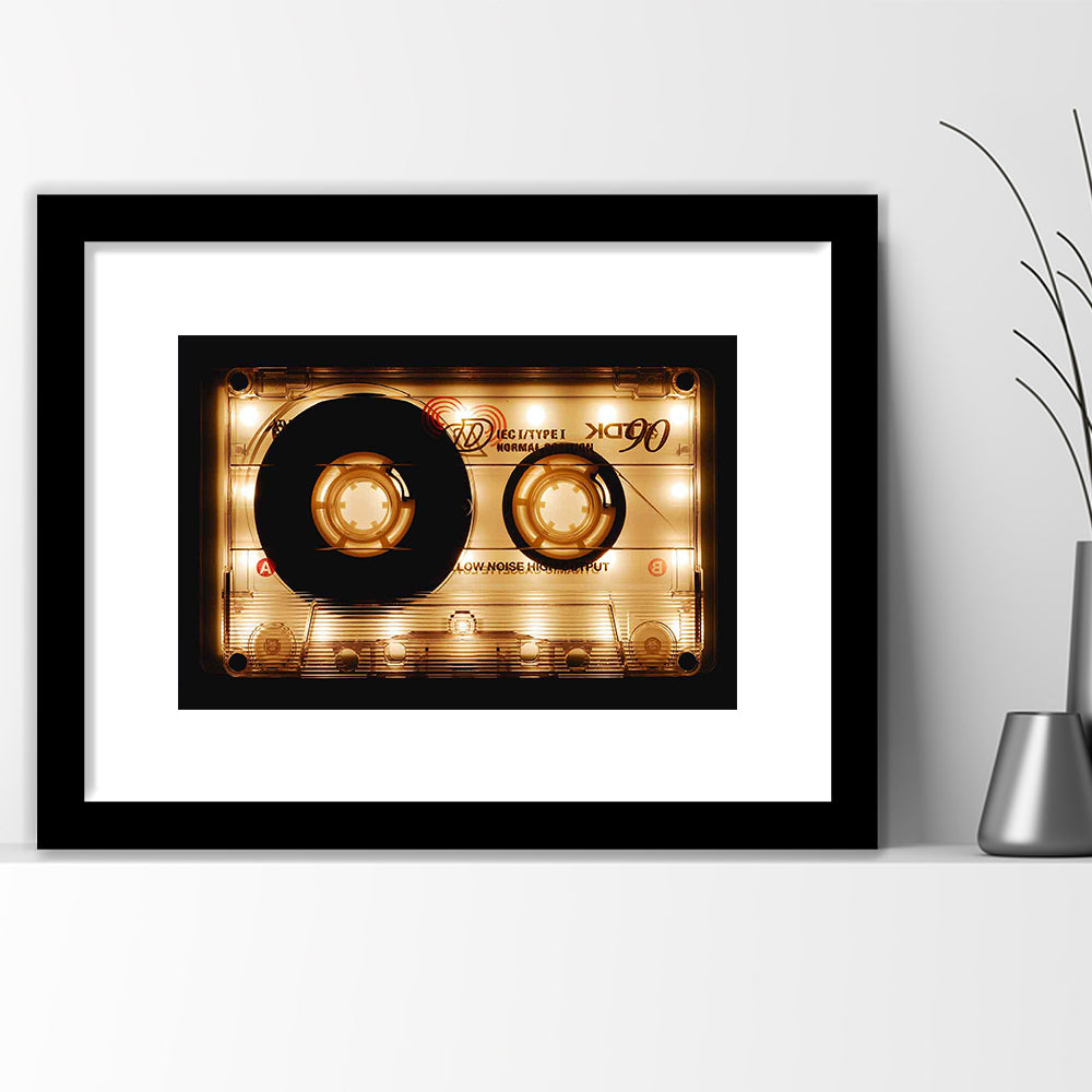 Audio Cassette Art Print, Popular Wall Decor, Ready To Hang Gift, Framed Art Print White Border