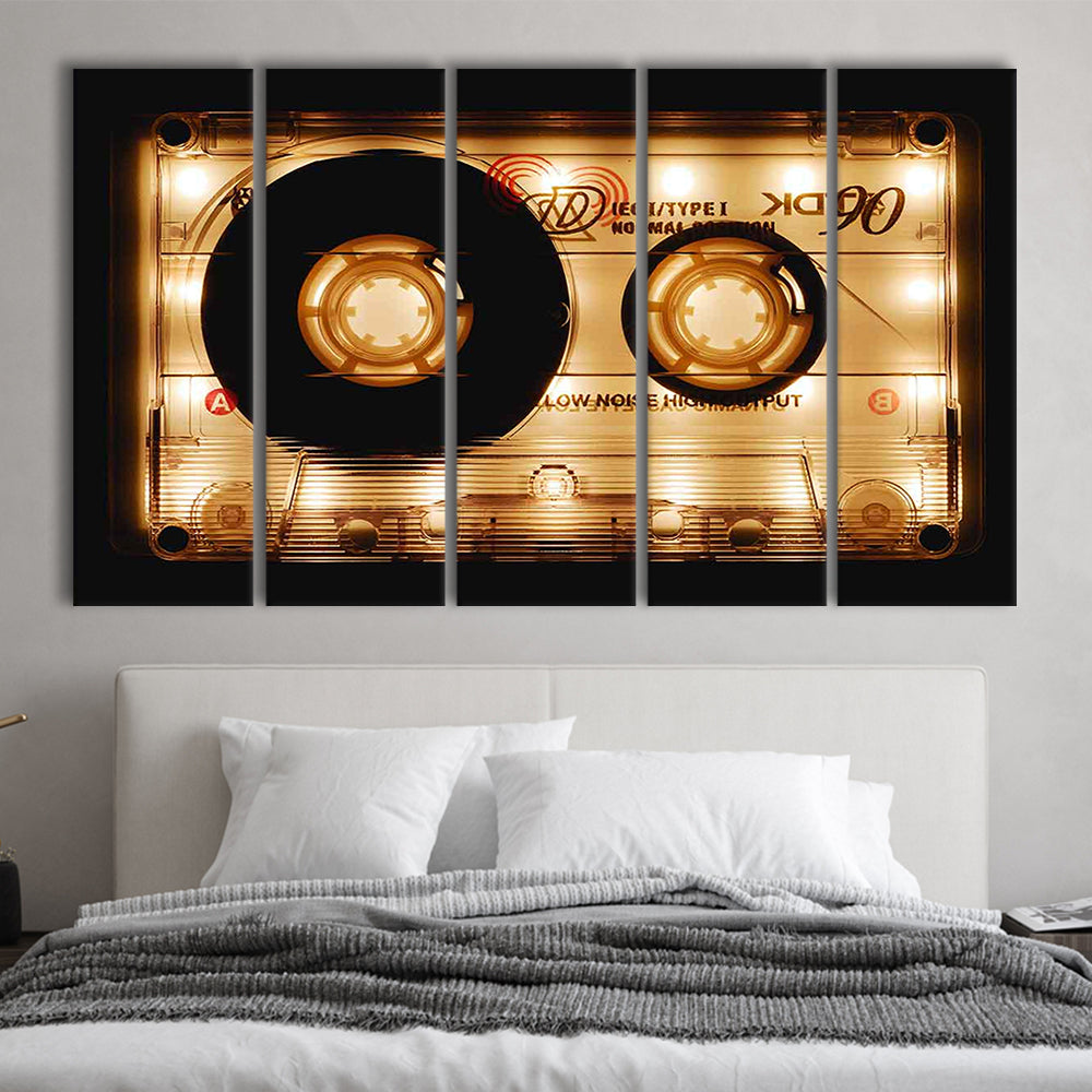 Audio Cassette Canvas Print, Popular Wall Decor, Ready to Hang Gift, 5 Piece B Extra Large Cavas Print Wall Art Decor
