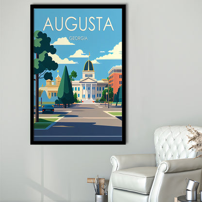 Augusta Georgia Retro Art Print, Augusta City Wall Art, Framed Art Print, Picture Framed, Painting Art