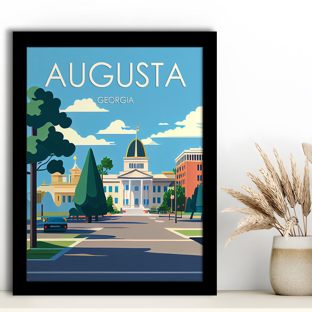 Augusta Georgia Retro Art Print, Augusta City Wall Art, Framed Art Print, Picture Framed, Painting Art