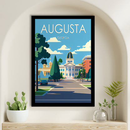 Augusta Georgia Retro Art Print, Augusta City Wall Art, Framed Art Print, Picture Framed, Painting Art