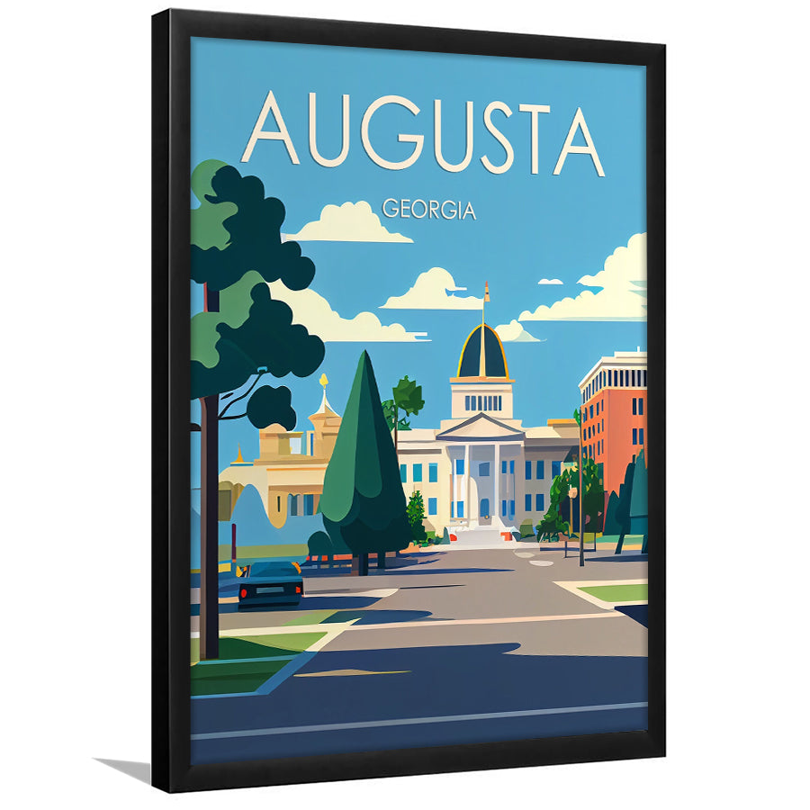 Augusta Georgia Retro Art Print, Augusta City Wall Art, Framed Art Print, Picture Framed, Painting Art