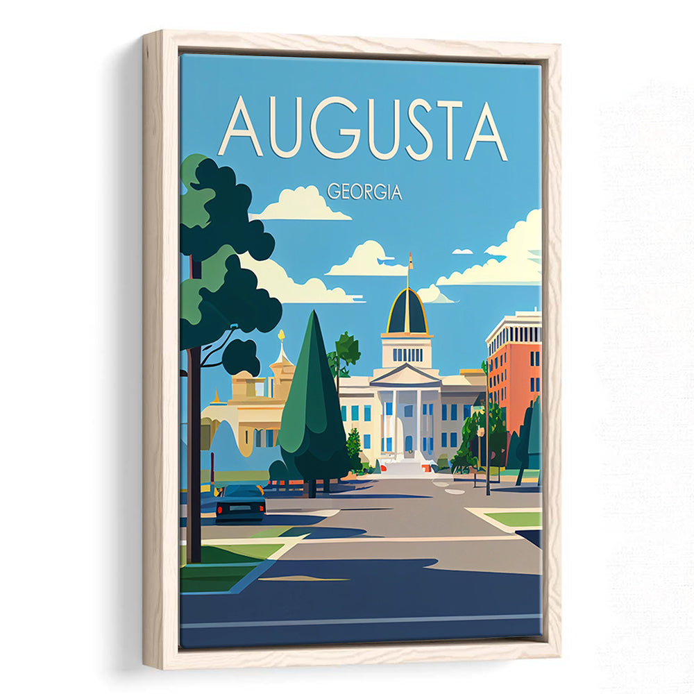 Augusta Georgia Retro Art Print, Augusta City Wall Art, Floating Framed Canvas Print, Framed Picture, Painting Canvas