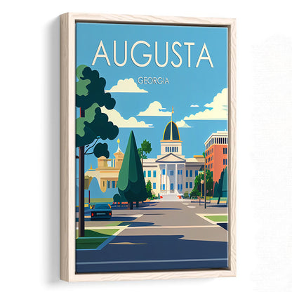 Augusta Georgia Retro Art Print, Augusta City Wall Art, Floating Framed Canvas Print, Framed Picture, Painting Canvas