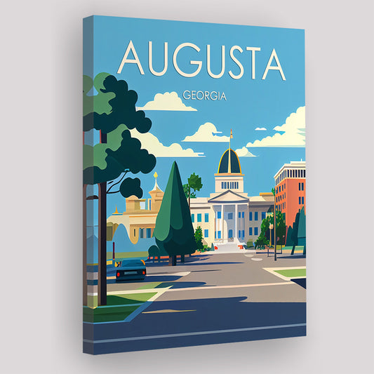 Augusta Georgia Retro Art Print, Augusta City Wall Art, Canvas Print, Painting Canvas, Living Room Decor