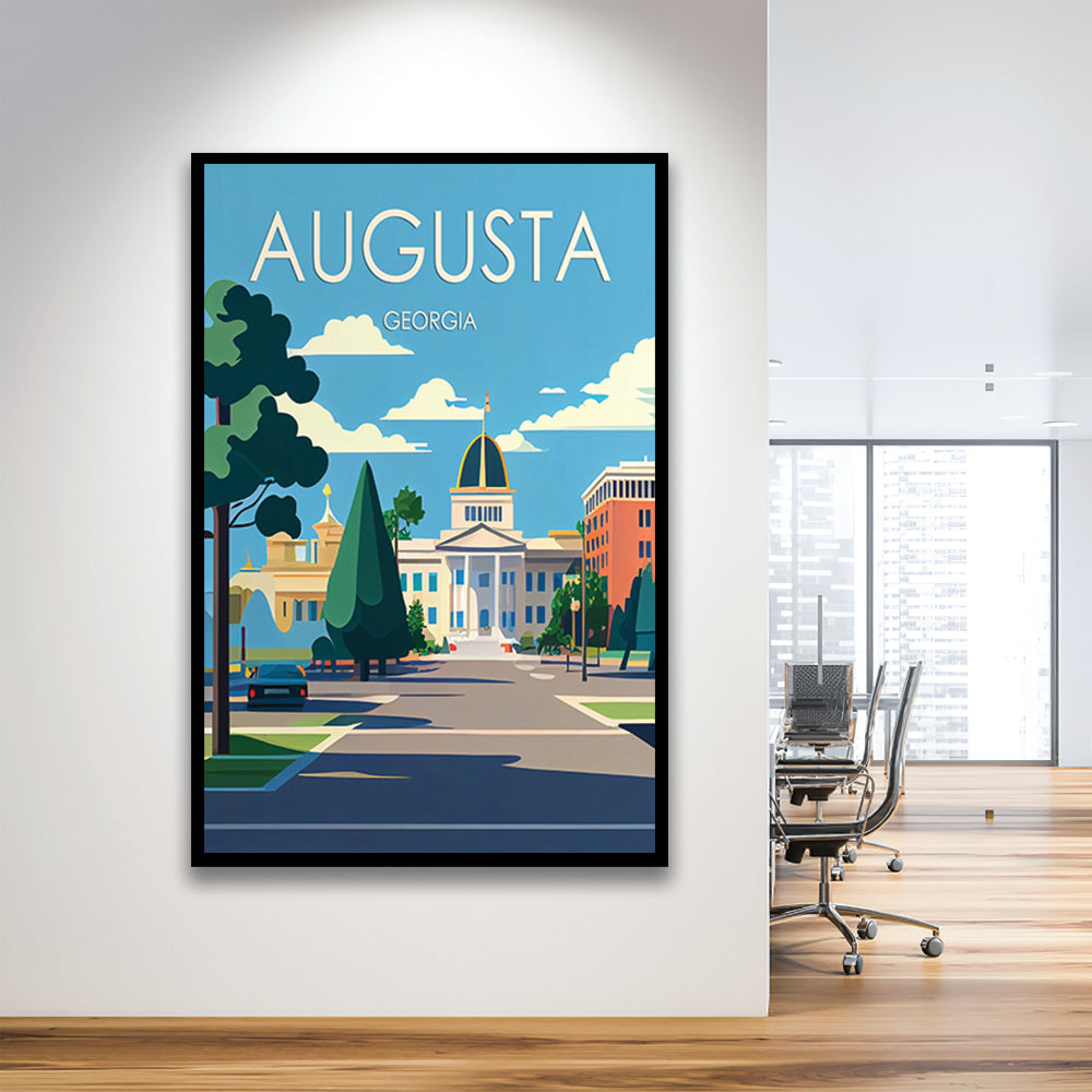 Augusta Georgia Retro Art Print, Augusta City Wall Art, Framed Art Print, Picture Framed, Painting Art