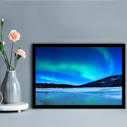 Aurora Borealis Tennevik Lake Troms Norway LargeArt Prints, Framed Art Print, Picture Framed