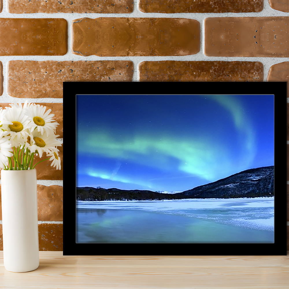 Aurora Borealis Tennevik Lake Troms Norway LargeArt Prints, Framed Art Print, Picture Framed