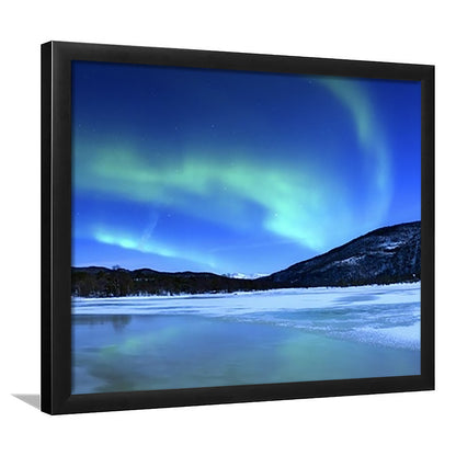 Aurora Borealis Tennevik Lake Troms Norway LargeArt Prints, Framed Art Print, Picture Framed
