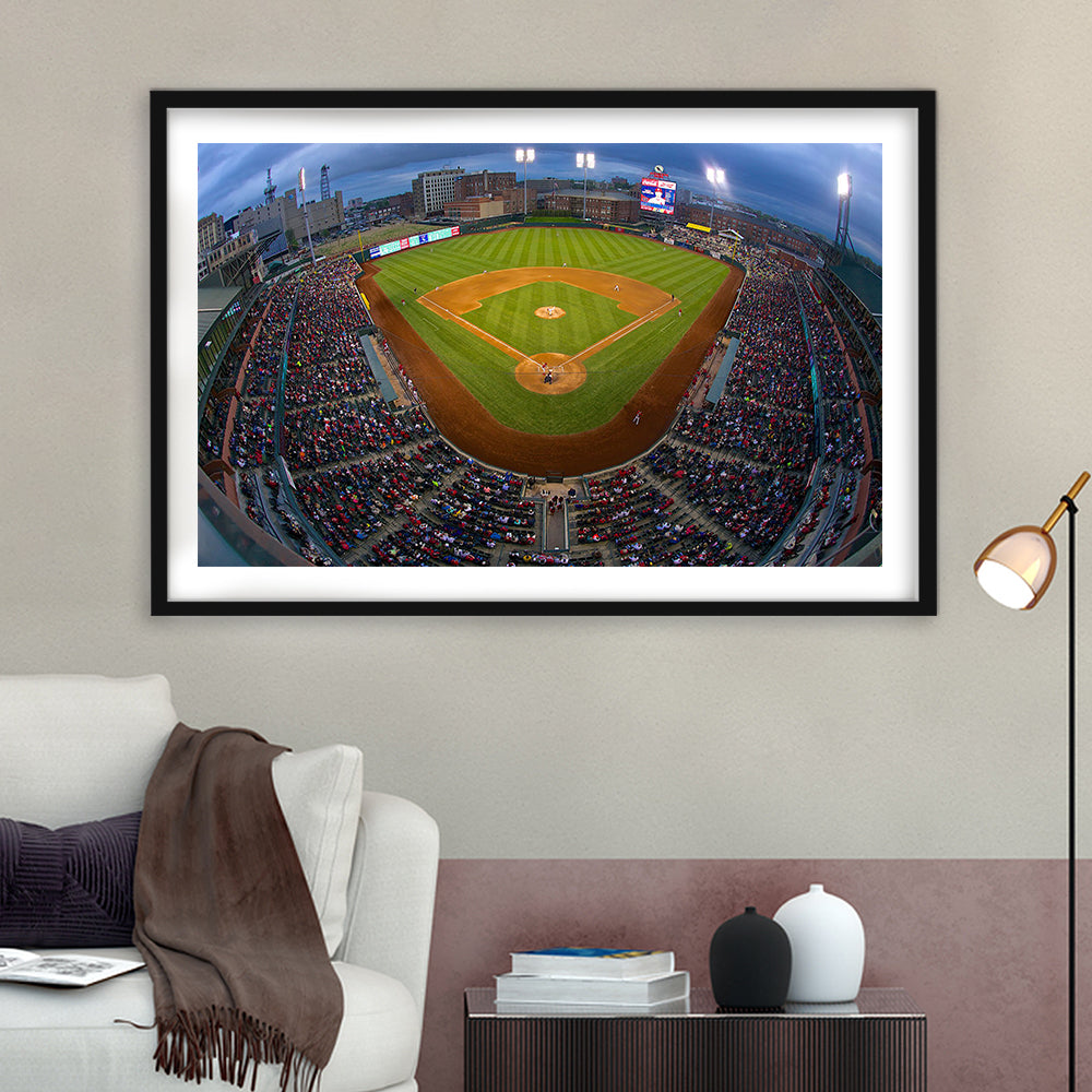 AutoZone Park, Stadium Canvas, Sport Art, Gift for him, White Border Framed Art Print Wall Decor