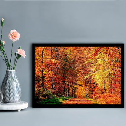 Autumn Way LargeArt Prints Floating Frame Wall Art Print, Framed Art Print, Picture Framed