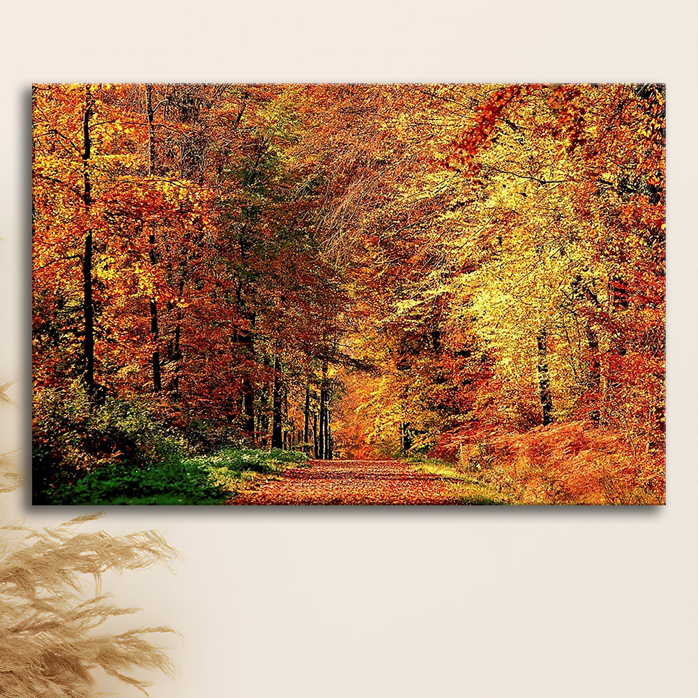 Autumn Way Large Stretched Canvas Floating Frame Wall Art Print, Cavas Print Wall Art Hom Decor