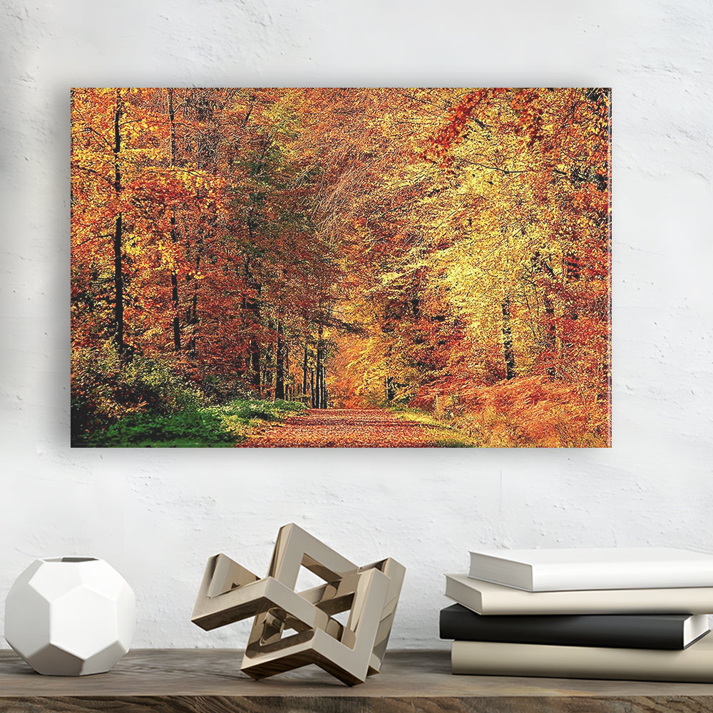 Autumn Way Large Stretched Canvas Floating Frame Wall Art Print, Cavas Print Wall Art Hom Decor
