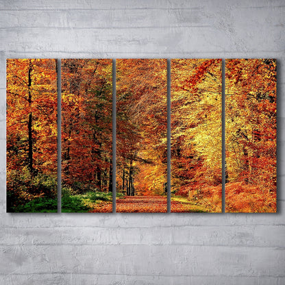 Autumn Way Large Stretched Canvas Floating Frame Wall Art Print, 5 Piece B Extra Large Cavas Print Wall Art Decor