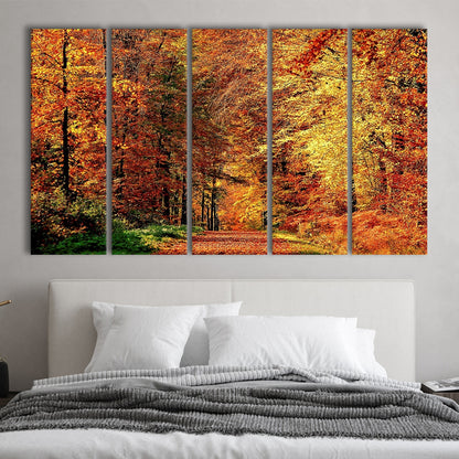 Autumn Way Large Stretched Canvas Floating Frame Wall Art Print, 5 Piece B Extra Large Cavas Print Wall Art Decor