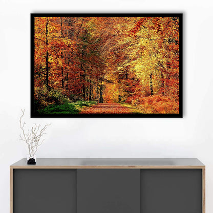 Autumn Way LargeArt Prints Floating Frame Wall Art Print, Framed Art Print, Picture Framed