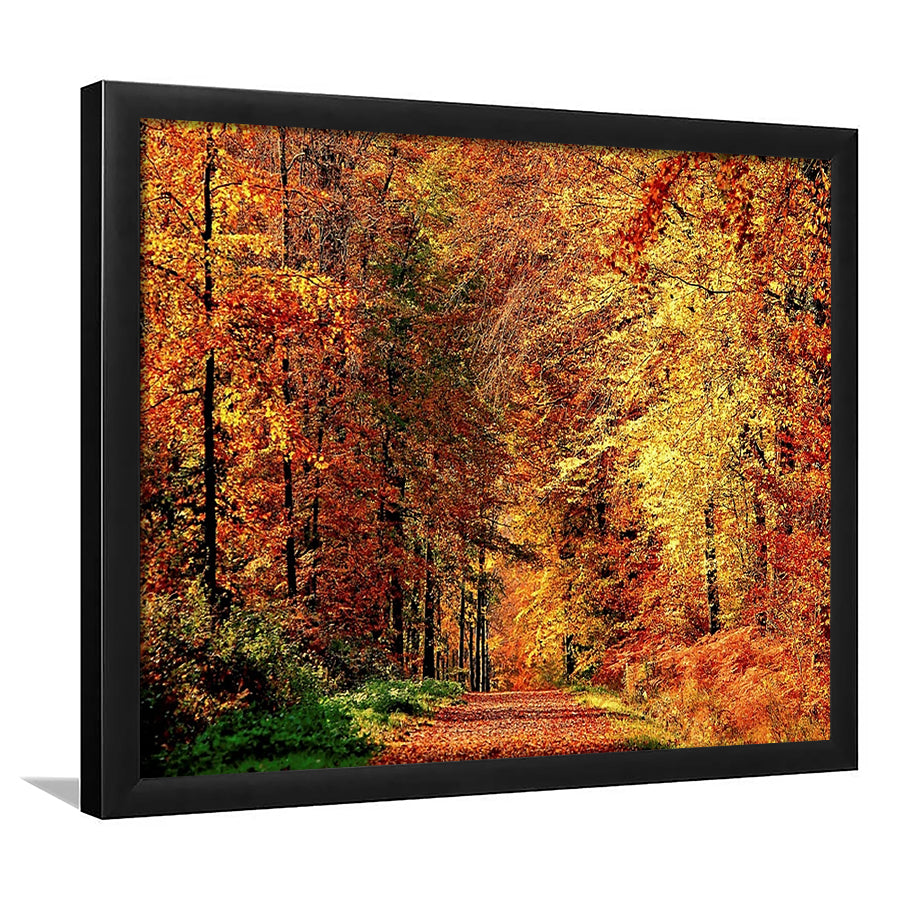 Autumn Way LargeArt Prints Floating Frame Wall Art Print, Framed Art Print, Picture Framed