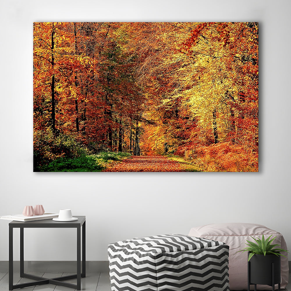 Autumn Way Large Stretched Canvas Floating Frame Wall Art Print, Cavas Print Wall Art Hom Decor