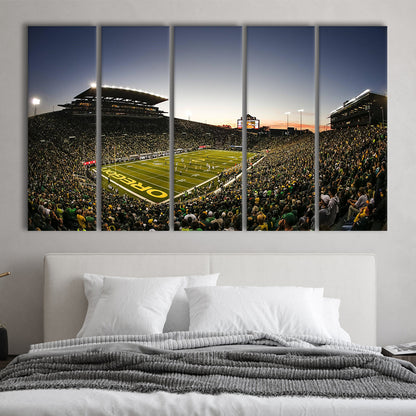 Autzen Oregon football Stadium, Stadium Canvas, Sport Art, 5 Panel B, Extra Large Canvas, Canvas Print Wall Art