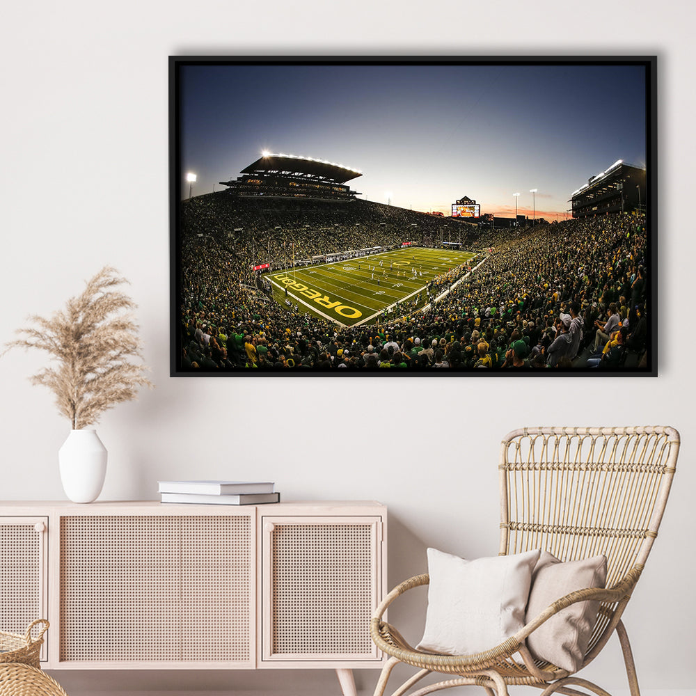 Autzen Oregon football Stadium, Stadium Canvas, Sport Art, Framed Canvas Print Wall Art, Floating Frame