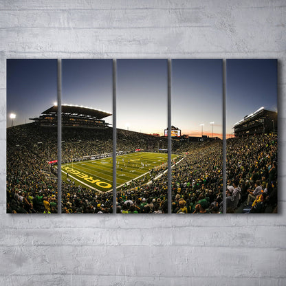 Autzen Oregon football Stadium, Stadium Canvas, Sport Art, 5 Panel B, Extra Large Canvas, Canvas Print Wall Art