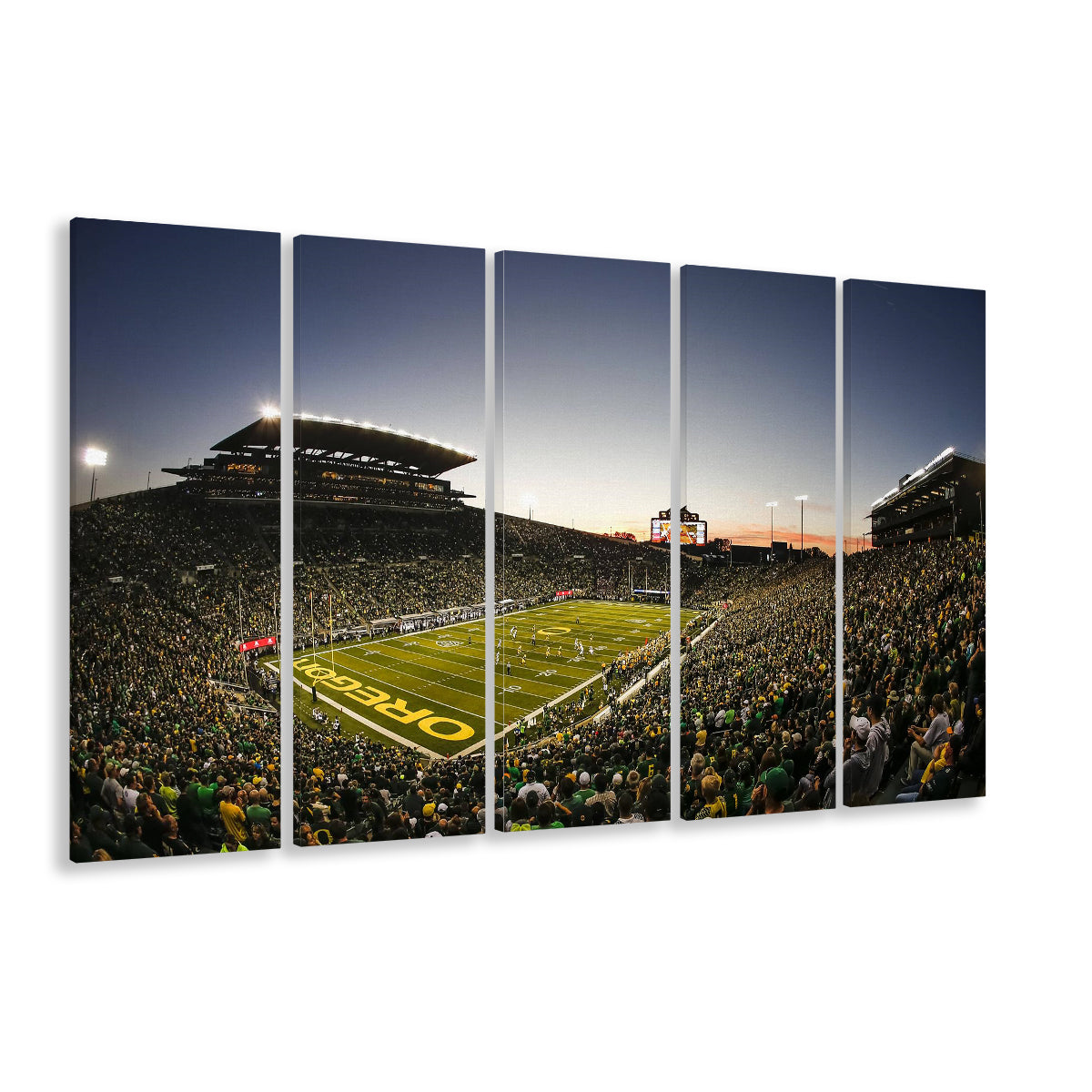 Autzen Oregon football Stadium, Stadium Canvas, Sport Art, 5 Panel B, Extra Large Canvas, Canvas Print Wall Art