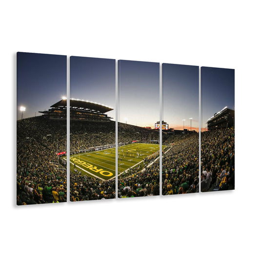 Autzen Oregon football Stadium, Stadium Canvas, Sport Art, 5 Panel B, Extra Large Canvas, Canvas Print Wall Art