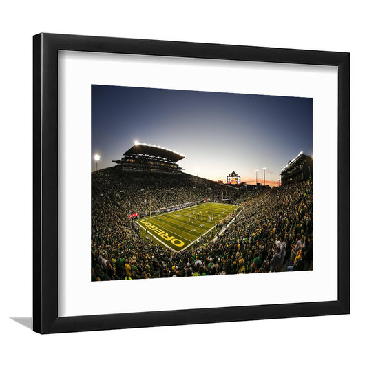 Autzen Oregon football Stadium, Stadium Canvas, Sport Art, Gift for him, White Border Framed Art Print Wall Decor