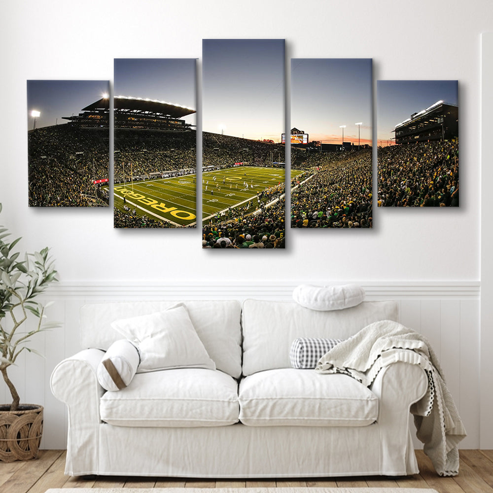 Autzen Oregon football Stadium, Stadium Canvas, Sport Art, Gift for him, 5 Panel, Large Canvas, Canvas Print Wall Art