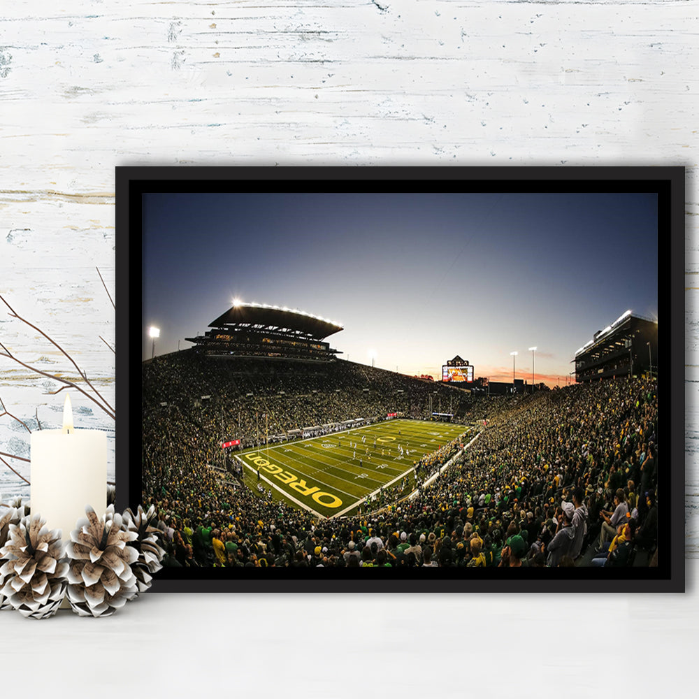Autzen Oregon football Stadium, Stadium Canvas, Sport Art, Framed Canvas Print Wall Art, Floating Frame