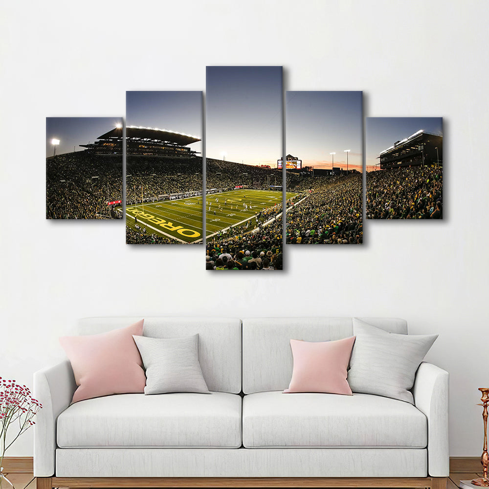 Autzen Oregon football Stadium, Stadium Canvas, Sport Art, Gift for him, 5 Panel, Large Canvas, Canvas Print Wall Art