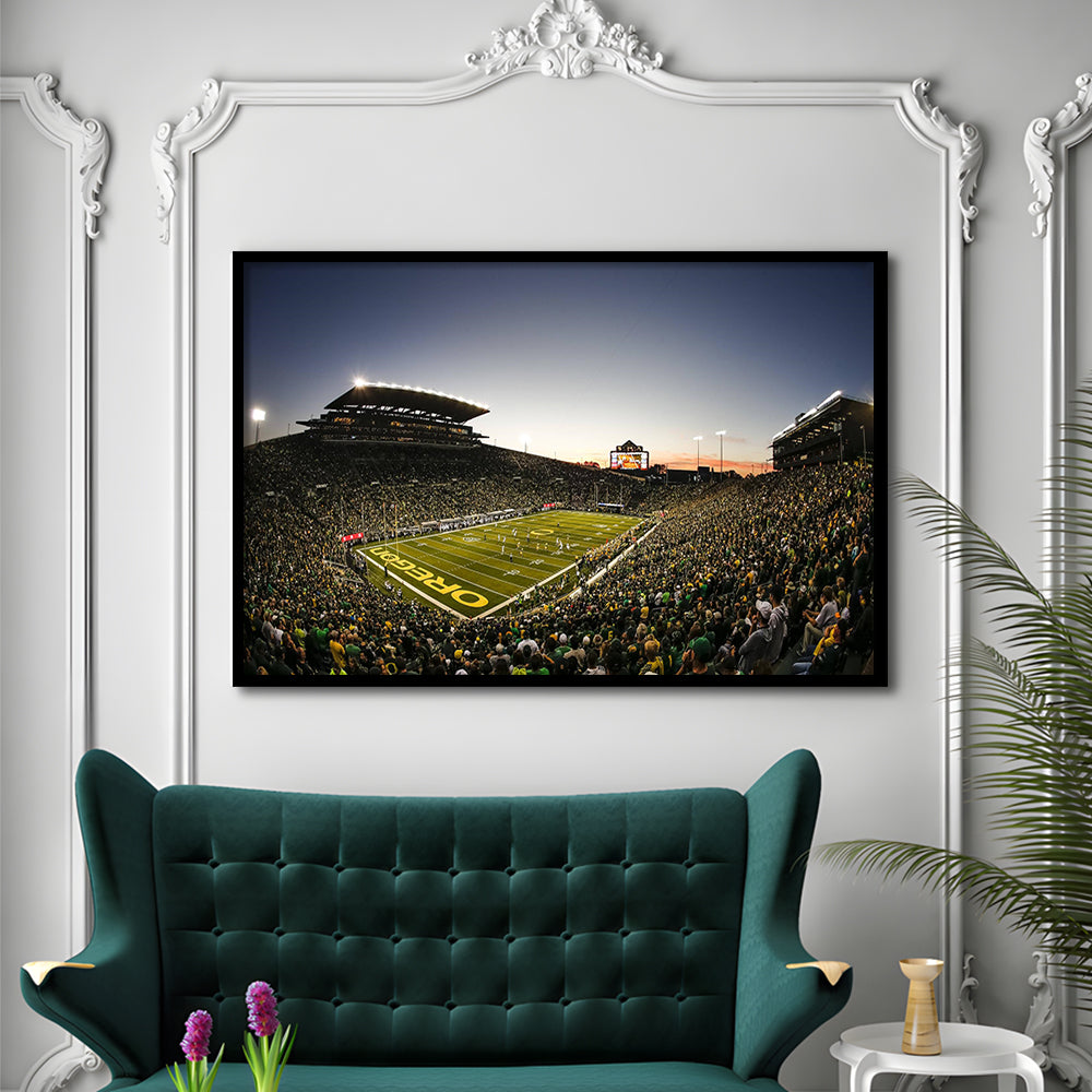 Autzen Oregon football Stadium, Stadium Canvas, Sport Art, Gift for him, Framed Art Print Wall Decor, Picture Framed