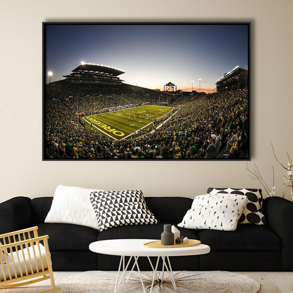 Autzen Oregon football Stadium, Stadium Canvas, Sport Art, Framed Canvas Print Wall Art, Floating Frame